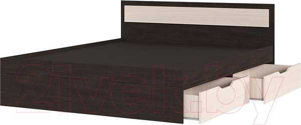 Изображение товара Полуторная кровать Стендмебель Гармония КР-606 120x200 (дуб белфорт/венге)