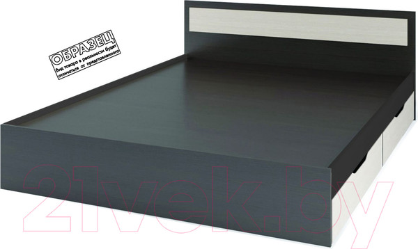 Изображение товара Односпальная кровать Стендмебель Гармония КР-608 90x200 (дуб белфорт/венге)