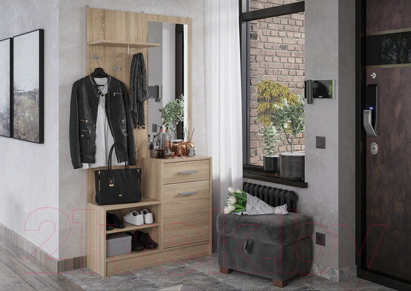 Изображение товара Секция в прихожую Стендмебель Дебора (дуб сонома)