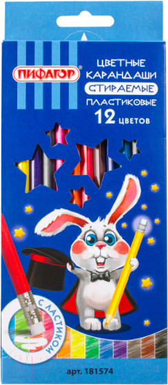 Изображение товара Набор цветных карандашей Пифагор Магия/ 181574 (12шт)