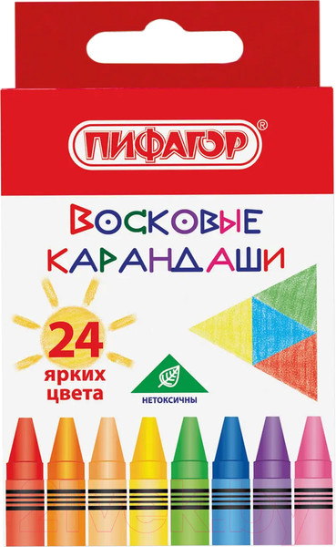 Изображение товара Восковые мелки Пифагор Солнышко / 227281 (24шт)