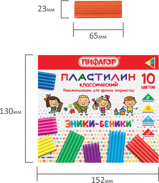 Изображение товара Пластилин Пифагор Эники-Беники / 100972 (10цв)