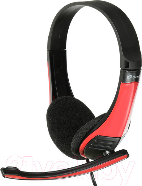 Изображение товара Наушники-гарнитура Оклик HS-M150 (черный/красный)