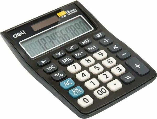 Изображение товара Калькулятор Deli E1238black (черный)