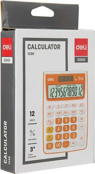 Изображение товара Калькулятор Deli E1238black (черный)