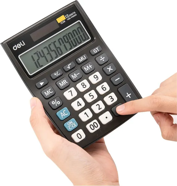 Изображение товара Калькулятор Deli E1238black (черный)