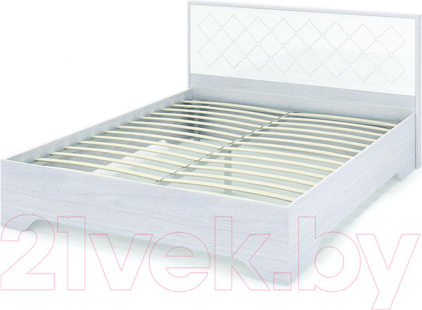 Изображение товара Двуспальная кровать Стендмебель Сальма КР-024 (белый глянец/ясень анкор)