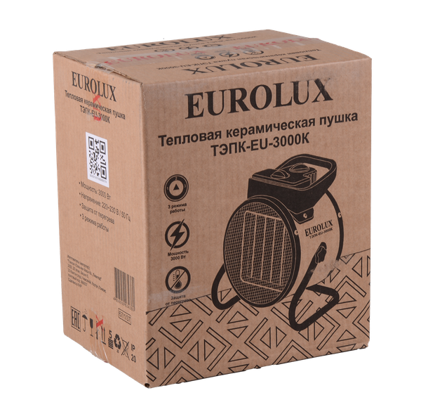 Изображение товара Тепловая пушка электрическая EUROLUX ТЭПК-EU-3000K (67/1/37)
