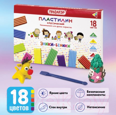 Изображение товара Пластилин Пифагор Эники-Беники / 105036 (18цв)