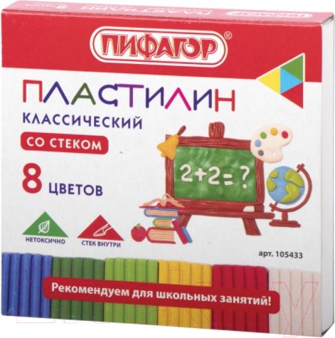 Пластилин Пифагор Школьный / 105433 (8цв)