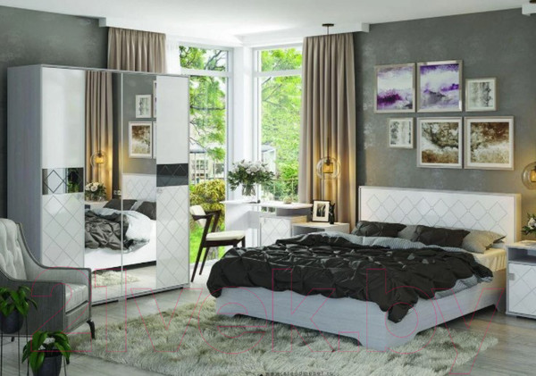 Изображение товара Прикроватная тумба Стендмебель Сальма ТБ-021 (белый глянец/ясень анкор)