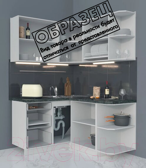 Изображение товара Кухонный гарнитур Интерлиния Мила Матте 1.5x1.4 А правая (белый/луна/опал светлый)