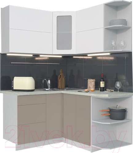 Изображение товара Кухонный гарнитур Интерлиния Мила Матте 1.5x1.4 А правая (белый/луна/опал светлый)