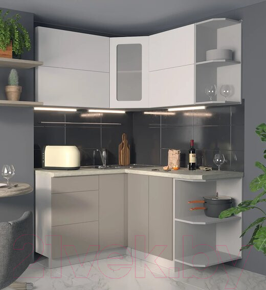 Изображение товара Кухонный гарнитур Интерлиния Мила Матте 1.5x1.4 А правая (белый/луна/опал светлый)