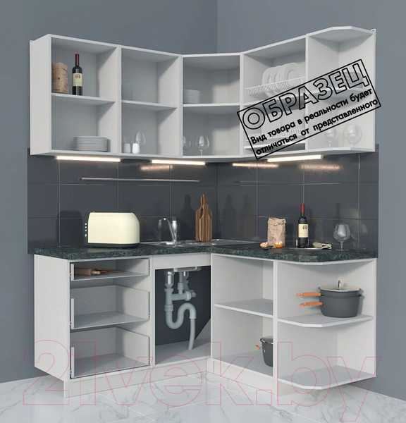 Изображение товара Кухонный гарнитур Интерлиния Мила Матте 1.5x1.6 А правая (белый/луна/опал светлый)