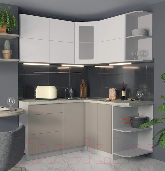 Изображение товара Кухонный гарнитур Интерлиния Мила Матте 1.5x1.6 А правая (белый/луна/опал светлый)