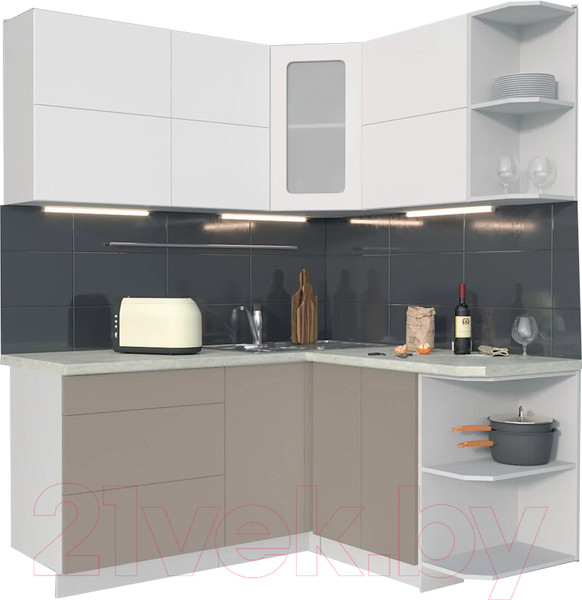 Изображение товара Кухонный гарнитур Интерлиния Мила Матте 1.5x1.7 А правая (белый/луна/опал светлый)