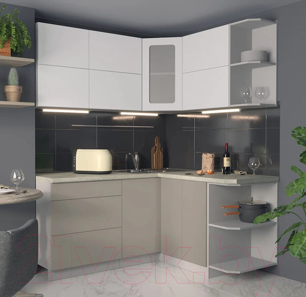 Изображение товара Кухонный гарнитур Интерлиния Мила Матте 1.5x1.7 А правая (белый/луна/опал светлый)