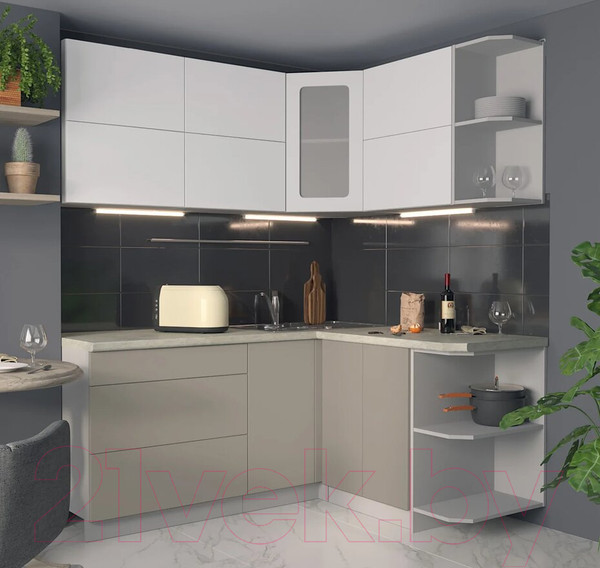 Изображение товара Кухонный гарнитур Интерлиния Мила Матте 1.5x1.8 А правая (белый/луна/опал светлый)