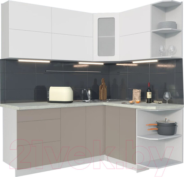 Изображение товара Кухонный гарнитур Интерлиния Мила Матте 1.5x1.9 А правая (белый/луна/опал светлый)