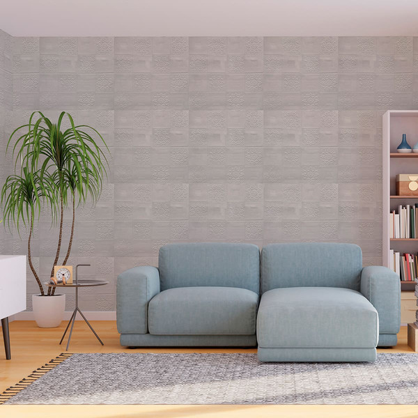 Изображение товара Панель ПВХ Grace Самоклеящаяся Плитка белая с узорами (700x700x4мм)