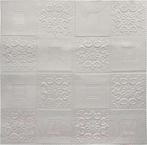 Изображение товара Панель ПВХ Grace Самоклеящаяся Плитка белая с узорами (700x700x4мм)