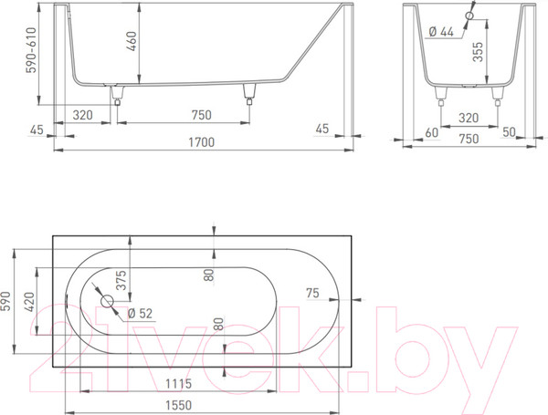 Изображение товара Ванна из искусственного мрамора Salini Ornella 170x75 / 102311G