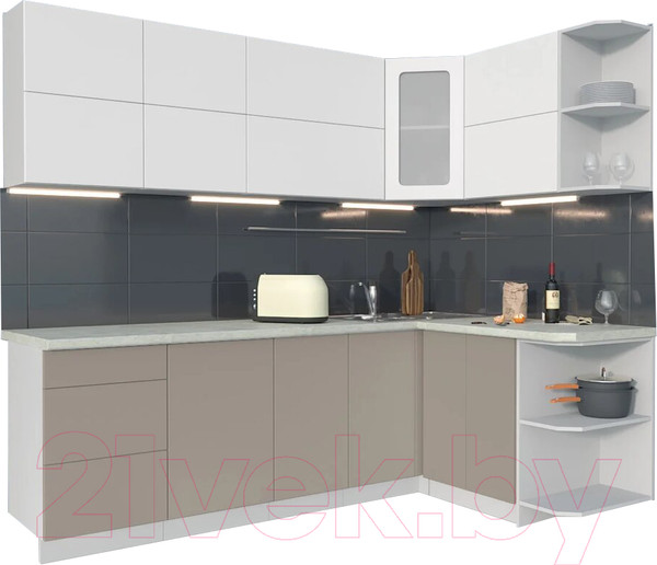 Изображение товара Кухонный гарнитур Интерлиния Мила Матте 1.5x2.4 А правая (белый/луна/опал светлый)
