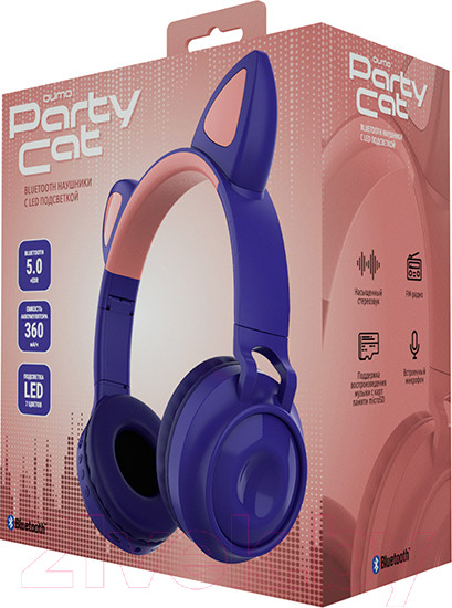 Изображение товара Наушники детские Qumo Party Cat ВТ 0026 (фиолетовый)