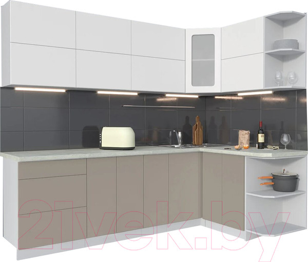 Изображение товара Кухонный гарнитур Интерлиния Мила Матте 1.5x2.5 А правая (белый/луна/опал светлый)