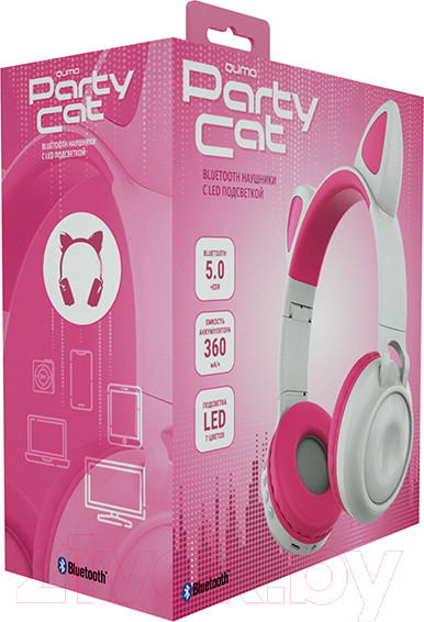 Изображение товара Наушники детские Qumo Party Cat ВТ 0025 (белый/розовый)