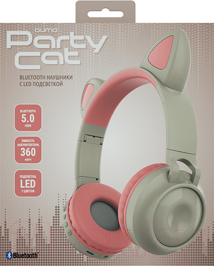 Изображение товара Беспроводные наушники Qumo Party Cat ВТ 0027 (бежевый/розовый)