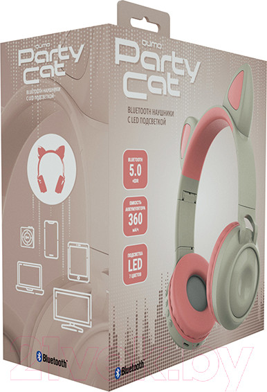 Изображение товара Беспроводные наушники Qumo Party Cat ВТ 0027 (бежевый/розовый)