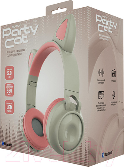 Изображение товара Беспроводные наушники Qumo Party Cat ВТ 0027 (бежевый/розовый)