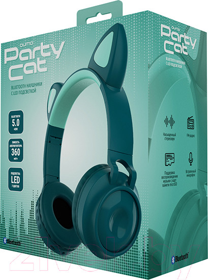 Изображение товара Наушники детские Qumo Party Cat ВТ 0028 (бирюзовый)