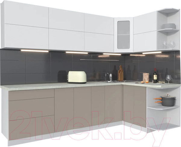 Изображение товара Кухонный гарнитур Интерлиния Мила Матте 1.5x2.7 А правая (белый/луна/опал светлый)