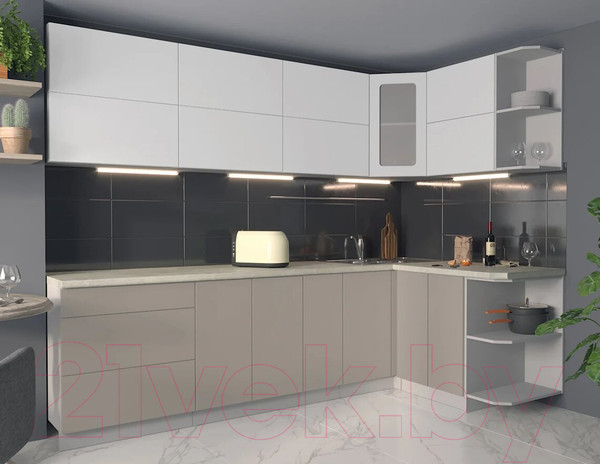 Изображение товара Кухонный гарнитур Интерлиния Мила Матте 1.5x2.7 А правая (белый/луна/опал светлый)