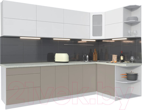 Изображение товара Кухонный гарнитур Интерлиния Мила Матте 1.5x2.8 А правая (белый/луна/опал светлый)