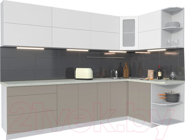 Изображение товара Кухонный гарнитур Интерлиния Мила Матте 1.5x2.9 А правая (белый/луна/опал светлый)