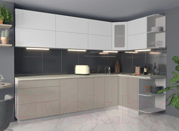 Изображение товара Кухонный гарнитур Интерлиния Мила Матте 1.5x2.9 А правая (белый/луна/опал светлый)