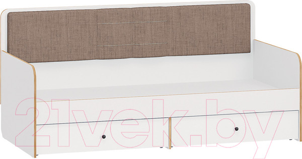 Изображение товара Кровать-тахта Mobi Вуди 11.02 (белый премиум/дуб золотой Craft/савана латте/эко 100 кожзам гранд белый)