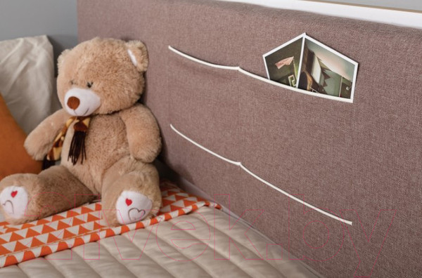 Изображение товара Кровать-тахта Mobi Вуди 11.02 (белый премиум/дуб золотой Craft/савана латте/эко 100 кожзам гранд белый)