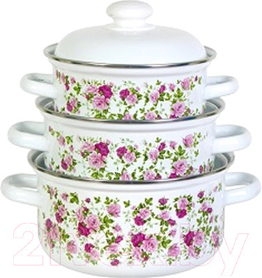 Изображение товара Набор кастрюль Лысьвенские эмали Китайская роза 124АП2/4