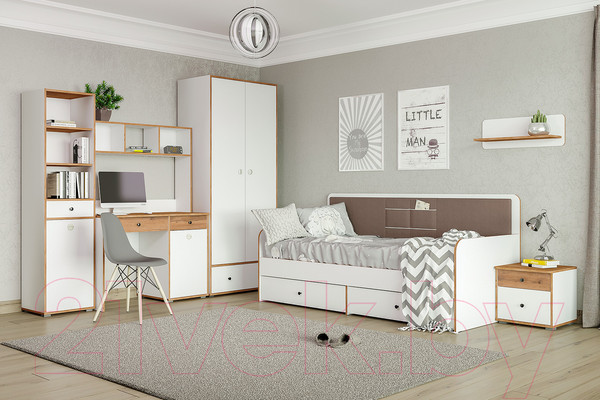 Изображение товара Полка Mobi Вуди 15.46 (белый премиум/дуб золотой Craft)