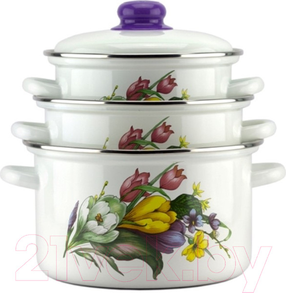 Изображение товара Набор кастрюль Эмаль Крокусы 2-3127/4М