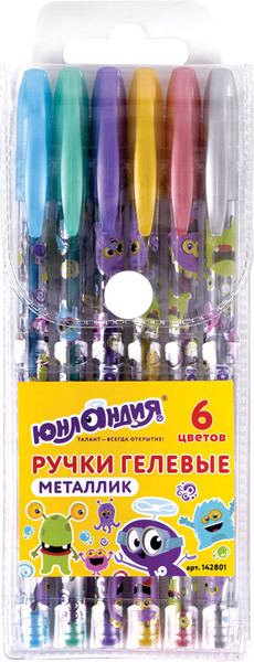 Изображение товара Набор гелевых ручек Юнландия Металлик / 142801 (6шт)