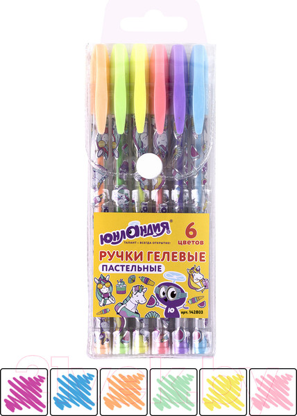 Изображение товара Набор гелевых ручек Юнландия Пастель / 142803 (6шт)