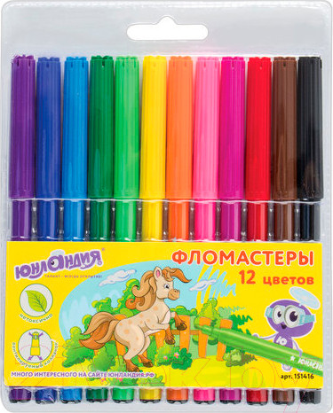 Изображение товара Фломастеры Юнландия Уроки рисования / 151416 (12шт)