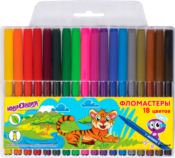 Изображение товара Фломастеры Юнландия Уроки рисования / 151417 (18шт)