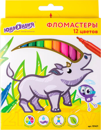 Изображение товара Фломастеры Юнландия Экзотика / 151421 (12шт)